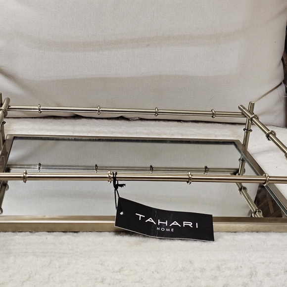 Tahari Home Stainless Steel Gold Mirror Tray - Picture 3 of 9